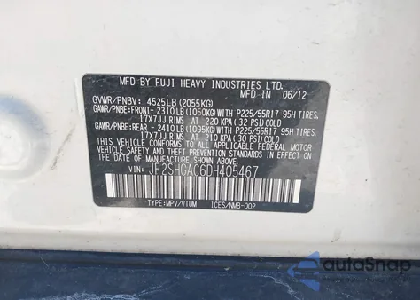 2013 Subaru Forester 2.5Xt Premium из США, поврежденный, VIN JF2SHGAC6DH405467